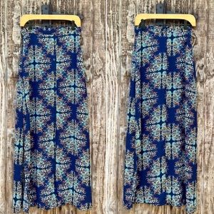 Socialite Blue Multi Floral Print High Slit Maxi Skirt
